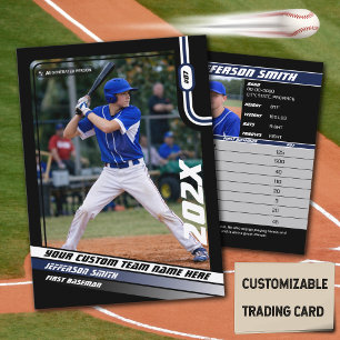 D'appel Carte de joueur de baseball personnalisée en bleu