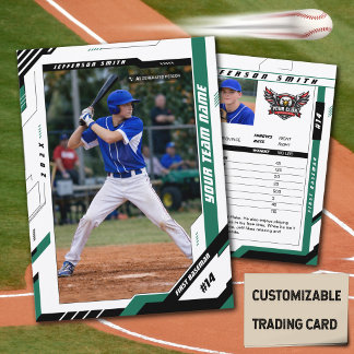 D'appel Carte de joueur de baseball verte personnalisée et