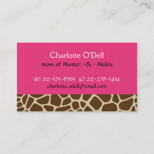 D'appel carte de maman de rose d'impression de girafe