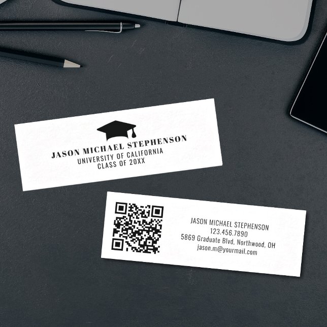 D'appel Carte de nom de code qr simple (Graduate name insert card with QR Code)
