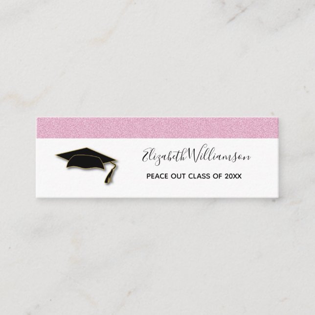 D'appel Carte de nom de diplôme Parties scintillant rose (Devant)