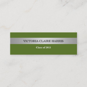 D'appel Carte de nom de l'année de classe verte rayée arge