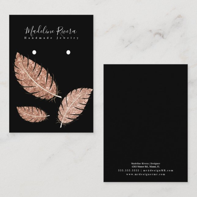 D'appel Carte de Présentation de Boucles d'Oreilles en Plu (Devant / Derrière)