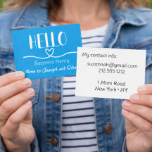 Carte de Présentation Maman Bonjour Garçon Bleu Cœ