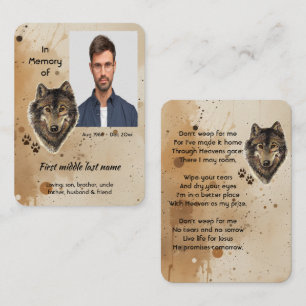 D'appel Carte de prière chrétienne mémorial loup loups ani