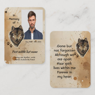 D'appel Carte de prière souvenir mémorial loup loups anima