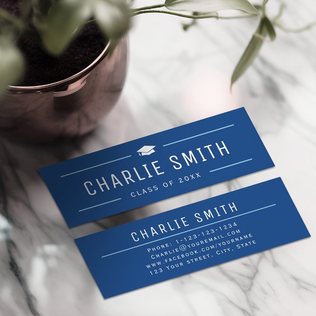 D'appel Carte de visite de diplômé à typographie moderne s (Blue Simple Modern Typography Graduate Name Card)