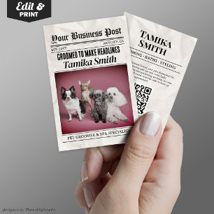 D'appel Carte de visite de journal, Groomer pour animaux e