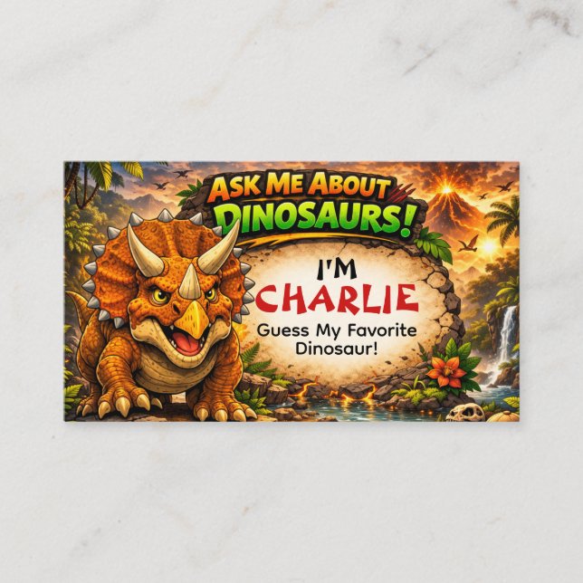 D'appel Carte de visite dinosaure cool pour enfants plus â (Devant)