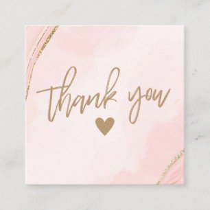 D'appel Carte de visite moderne rose pâle et Merci bronzé
