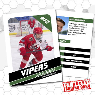 D'appel Carte d'échange de hockey sur glace en vert et bla
