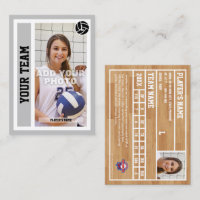 Carte d'échange de volleyball personnalisée (gris