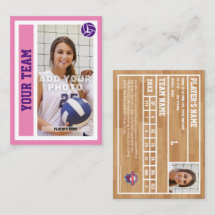 D'appel Carte d'échange de volleyball personnalisée (rose)