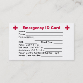 D'appel Carte d'identification de secours