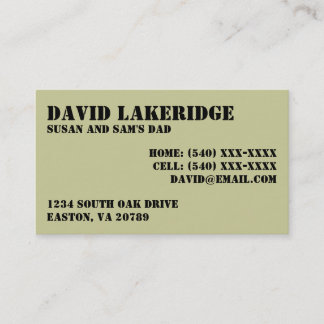 D'appel Carte militaire d'information de contact de papa