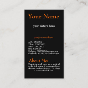 D'appel Carte orange et noire de profil