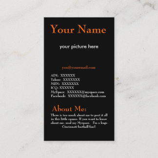 D'appel Carte orange et noire de profil