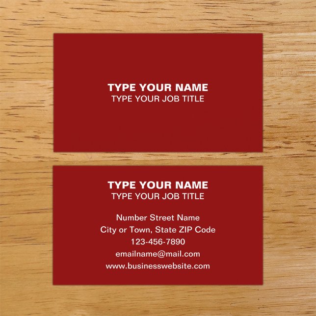 D'appel Conception de textes simples sur carte de visite r (Plain texts design red calling card.)
