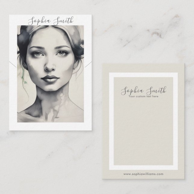 D'appel Illustration femelle Écouter la carte d'affichage  (Devant / Derrière)