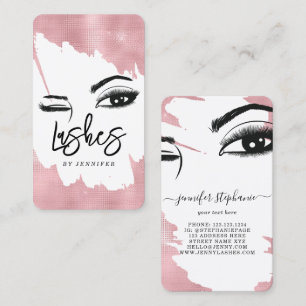 D'appel Lashes longs yeux et bouillons Rose Carte de visit