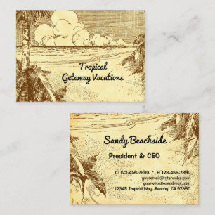 D'appel Tropical Beach Vintage Art Carte de visite personn