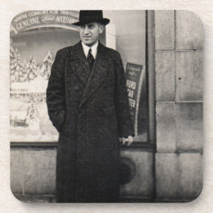 dapper 1930s man photo coaster