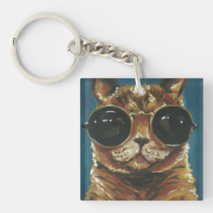 Dapper Animal   Kitty In Sunglasses Keychain
