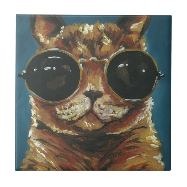 Dapper Animal | Kitty In Sunglasses Tile (Front)