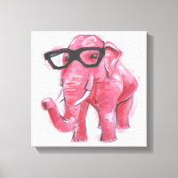 Dapper Animal | Pink Elephant In Eyeglasses