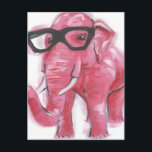 Dapper Animal | Pink Elephant In Eyeglasses Postcard<br><div class="desc">This print features a pink elephant in reading glasses | By Jennifer Rutledge</div>