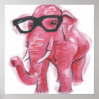 Dapper Animal | Pink Elephant In Eyeglasses