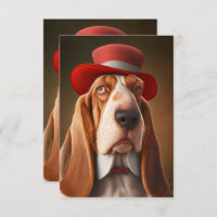 Dapper Basset Hound with Red Hat