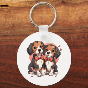 Dapper Beagle Dogs Art Keychain