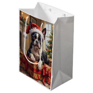 Dapper Boston Terrier Dog Christmas Gift Medium Gift Bag