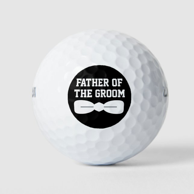 Dapper Bow tie Father of the Groom Black Circle Golf Balls (Front)