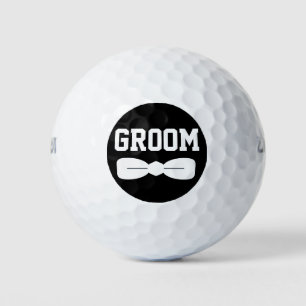 Dapper Bow tie Groom Black Circle Golf Balls