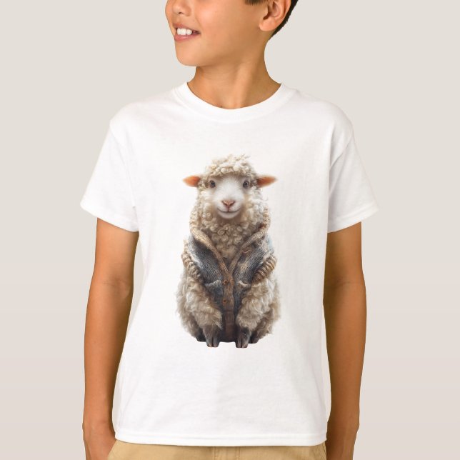 Dapper Cardigan Lamb Kids T-Shirt (Front)