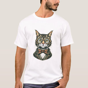 Dapper Cat in Tuxedo T-Shirt - Homme's Basic Crew 