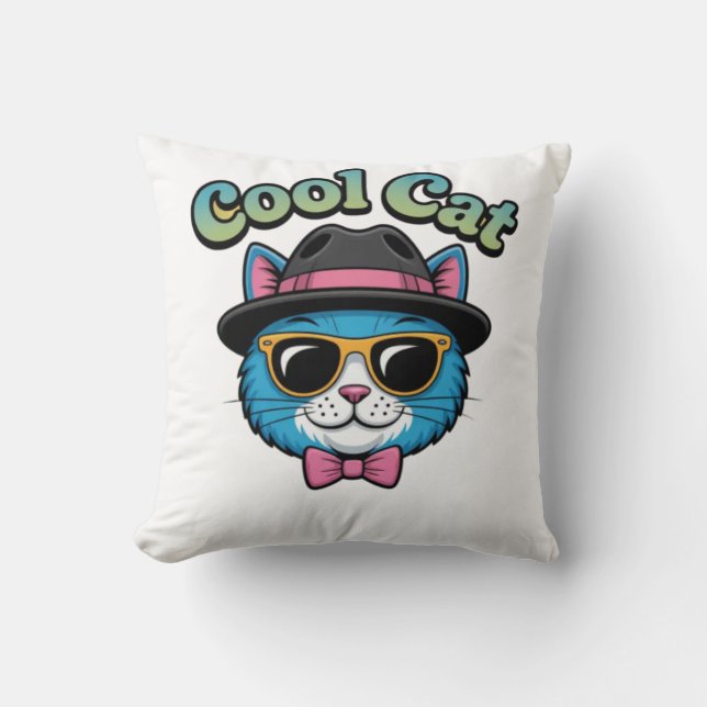 Dapper Cool Cat Throw Pillow (Front)