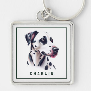 Dapper Dalmation Pup Personalized Keychain