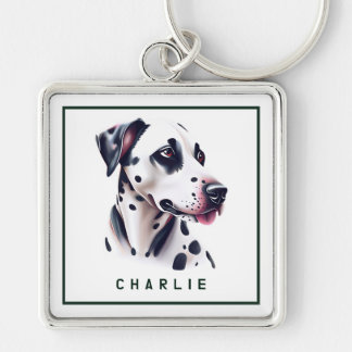 Dapper Dalmation Pup Personalized Keychain