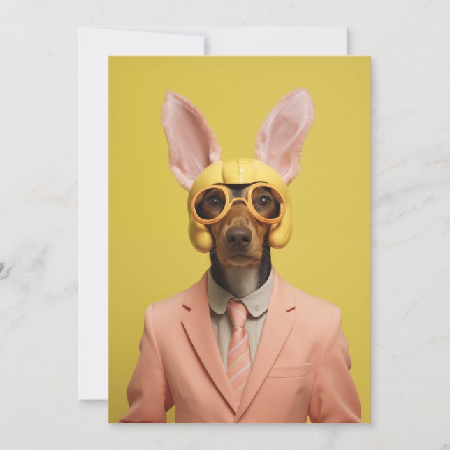 Dapper Easter Bunny Dog Invitation (Front)