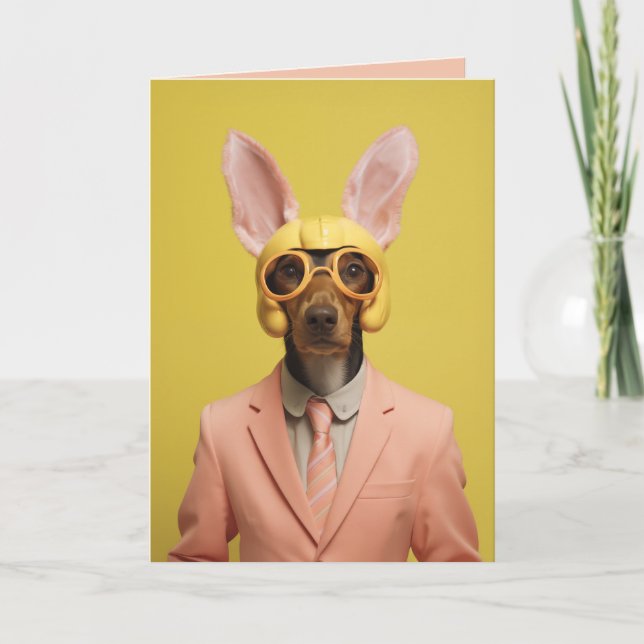 Dapper Easter Bunny Dog Invitation (Front)