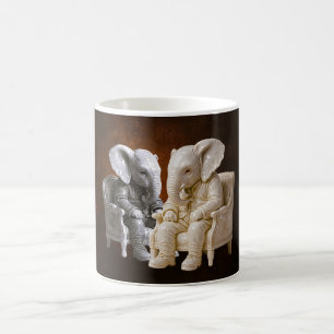 Dapper Elephant Duo Whimsical Art Coffee Mug