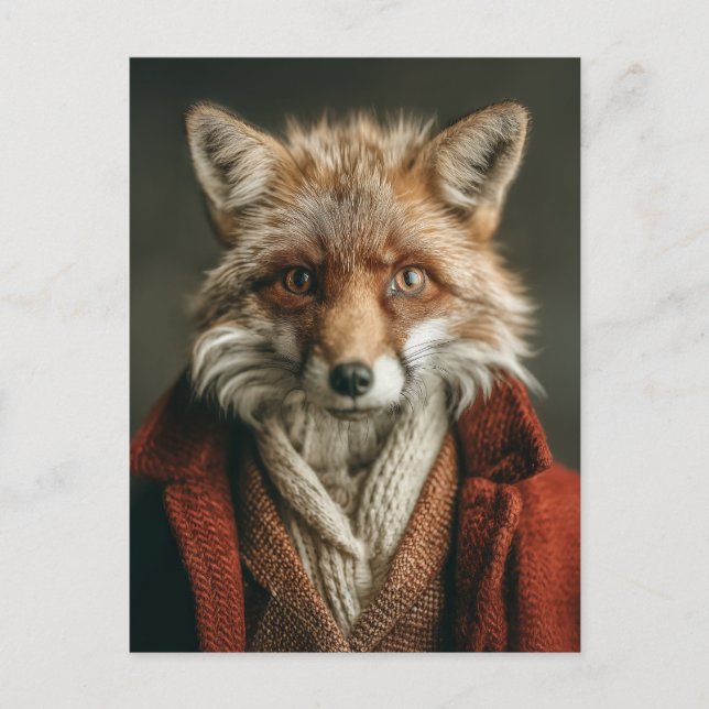 Dapper Fox in Cozy Style Postcard (Front)