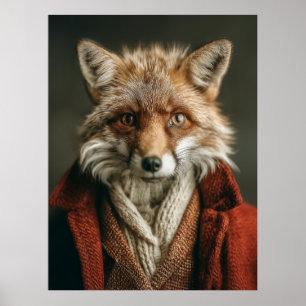 Dapper Fox in Cozy Style Poster