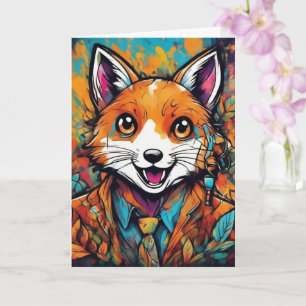 Dapper Fox – Whimsical Animal Art Card