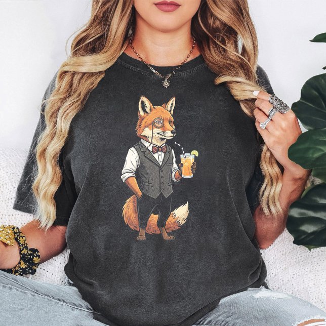 Dapper Fox With Monocle And Cocktail T-Shirt (Creator Uploaded)