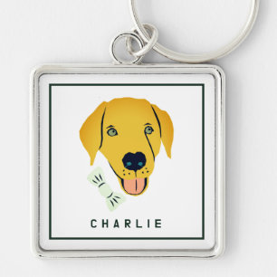 Dapper Golden Labrador Dog Personalized Keychain