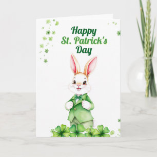 Dapper Green Bunny with Shamrocks St Patrick's Day Card